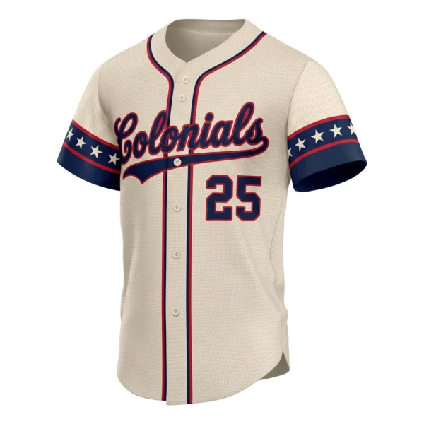 Vintage Cream Patriotic Baseball Jersey, custom full-button baseball jersey design by Capra Sports